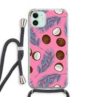 CaseCompany Kokosnoot roze: iPhone 11 Transparant Hoesje met koord