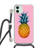 CaseCompany Grote ananas: iPhone 11 Transparant Hoesje met koord