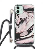 CaseCompany Roze stroom: iPhone 11 Transparant Hoesje met koord