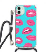 CaseCompany Bite my lip: iPhone 11 Transparant Hoesje met koord