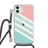 CaseCompany Strepen pastel: iPhone 11 Transparant Hoesje met koord