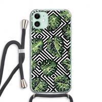 CaseCompany Geometrische jungle: iPhone 11 Transparant Hoesje met koord