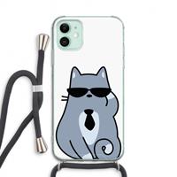 CaseCompany Cool cat: iPhone 11 Transparant Hoesje met koord