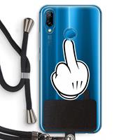 CaseCompany Middle finger white: Huawei P20 Lite Transparant Hoesje met koord