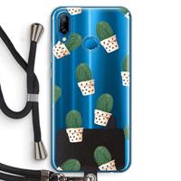 CaseCompany Cactusprint roze: Huawei P20 Lite Transparant Hoesje met koord