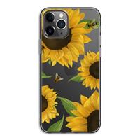 CaseCompany Sunflower and bees: iPhone 11 Pro Transparant Hoesje
