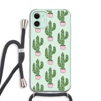 CaseCompany Cactus Lover: iPhone 11 Transparant Hoesje met koord