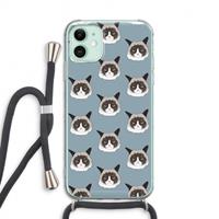 CaseCompany It's a Purrr Case: iPhone 11 Transparant Hoesje met koord