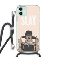 CaseCompany Slay All Day: iPhone 11 Transparant Hoesje met koord