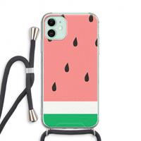 CaseCompany Watermeloen: iPhone 11 Transparant Hoesje met koord