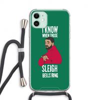 CaseCompany Sleigh Bells Ring: iPhone 11 Transparant Hoesje met koord