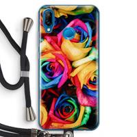 CaseCompany Neon bloemen: Huawei P20 Lite Transparant Hoesje met koord