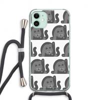 CaseCompany Cats: iPhone 11 Transparant Hoesje met koord