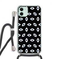 CaseCompany Eyes pattern: iPhone 11 Transparant Hoesje met koord