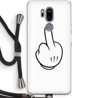 CaseCompany Middle finger white: LG G7 Thinq Transparant Hoesje met koord