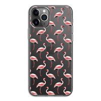 CaseCompany Flamingoprint groen: iPhone 11 Pro Transparant Hoesje
