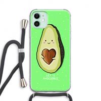 CaseCompany Avocuddle: iPhone 11 Transparant Hoesje met koord