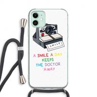 CaseCompany Smile: iPhone 11 Transparant Hoesje met koord