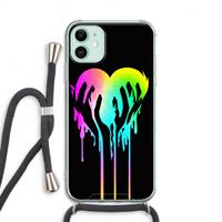 CaseCompany Hold My Heart: iPhone 11 Transparant Hoesje met koord