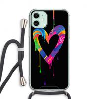 CaseCompany Melts My Heart: iPhone 11 Transparant Hoesje met koord