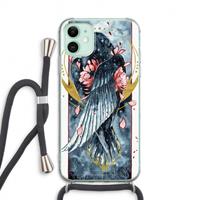 CaseCompany Golden Raven: iPhone 11 Transparant Hoesje met koord