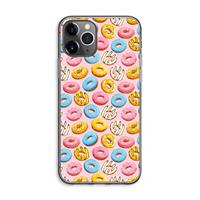 CaseCompany Pink donuts: iPhone 11 Pro Max Transparant Hoesje