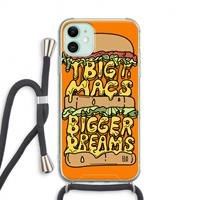 CaseCompany Big Macs Bigger Dreams: iPhone 11 Transparant Hoesje met koord