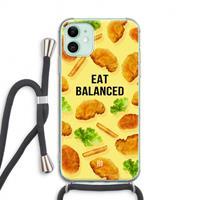 CaseCompany Eat Balanced: iPhone 11 Transparant Hoesje met koord