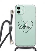 CaseCompany Forever heart black: iPhone 11 Transparant Hoesje met koord