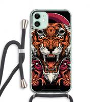 CaseCompany Tiger and Rattlesnakes: iPhone 11 Transparant Hoesje met koord