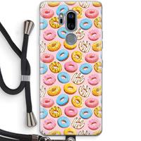 CaseCompany Pink donuts: LG G7 Thinq Transparant Hoesje met koord