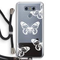 CaseCompany White butterfly: LG G6 Transparant Hoesje met koord