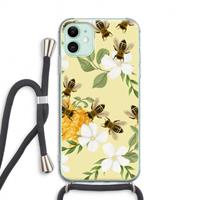 CaseCompany No flowers without bees: iPhone 11 Transparant Hoesje met koord