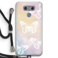 CaseCompany White butterfly: LG G6 Transparant Hoesje met koord
