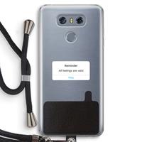 CaseCompany Reminder: LG G6 Transparant Hoesje met koord