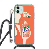 CaseCompany Peach please!: iPhone 11 Transparant Hoesje met koord