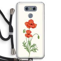 CaseCompany Red poppy: LG G6 Transparant Hoesje met koord