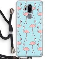 CaseCompany Anything Flamingoes: LG G7 Thinq Transparant Hoesje met koord