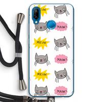 CaseCompany Meow: Huawei P20 Lite Transparant Hoesje met koord