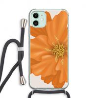 CaseCompany Orange Ellila flower: iPhone 11 Transparant Hoesje met koord