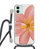 CaseCompany Pink Ellila Flower: iPhone 11 Transparant Hoesje met koord