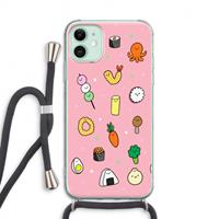 CaseCompany Happy bento friends: iPhone 11 Transparant Hoesje met koord