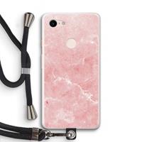 CaseCompany Roze marmer: Pixel 3 XL Transparant Hoesje met koord