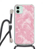 CaseCompany Abstract Painting Pink: iPhone 11 Transparant Hoesje met koord