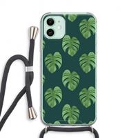 CaseCompany Monstera leaves: iPhone 11 Transparant Hoesje met koord