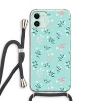 CaseCompany Small white flowers: iPhone 11 Transparant Hoesje met koord