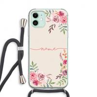 CaseCompany Rozen: iPhone 11 Transparant Hoesje met koord