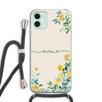 CaseCompany Gele bloemen: iPhone 11 Transparant Hoesje met koord