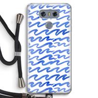 CaseCompany Blauwe golven: LG G6 Transparant Hoesje met koord