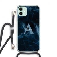 CaseCompany Midnight Marble: iPhone 11 Transparant Hoesje met koord